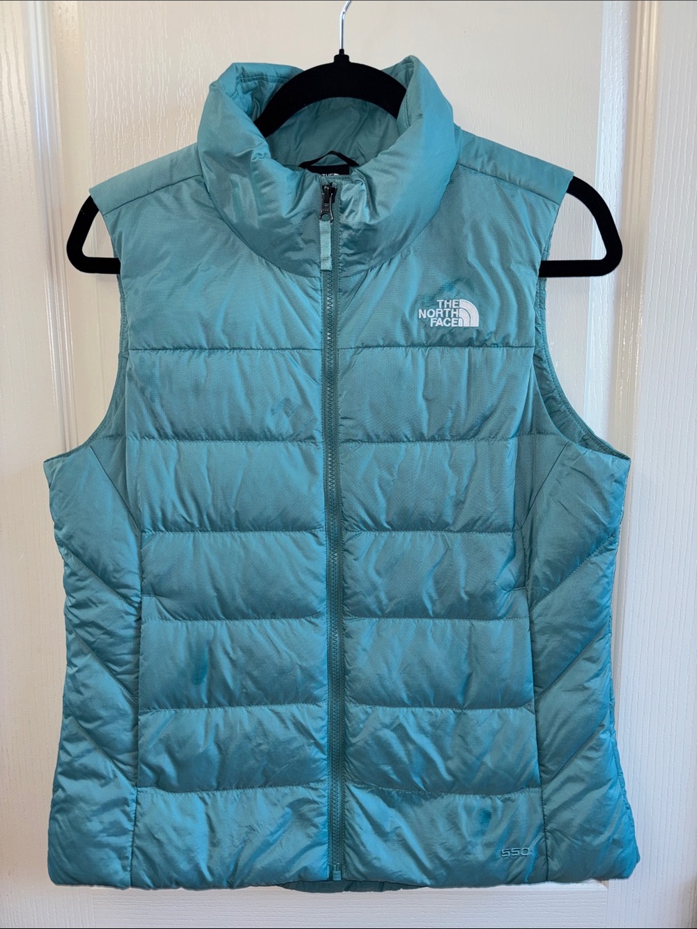 The North Face Women’s Medium 550 Down Puffer Vest Aqua Blue